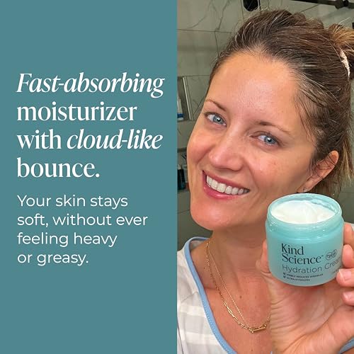 Kind Science Hydration Cream - Moisturizer Face Cream For Women - Anti Aging for Day and Night - Visibly Reduces Wrinkles, Improves Smoothness & Elasticity - Fragrance Free, Cruelty Free, 2 oz
