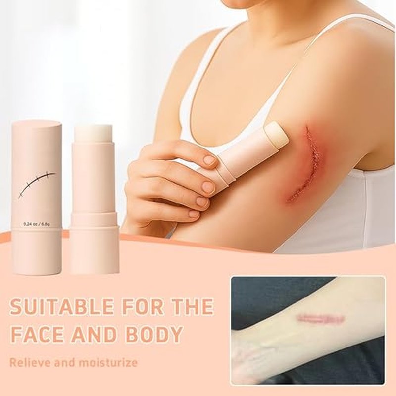 60% Stick. Thick Solid Velvety Film for Scars. Formula Infused with Centella Asiatica Extracts and Vitamin E. Soothing and Occlusive