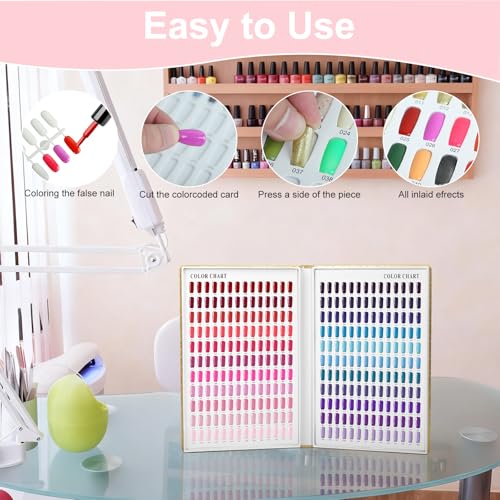 308 Colors Nail Swatches Book with 360 Nail Tips - Gold Variation