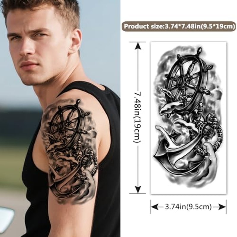 34 Sheets Half Arm Temporary Tattoos for Adults and Kids Waterproof Fake Tattoo for Men women Realistic Butterfly Rose Lion Tiger Wolf, Eagle Owl Forest - Long Lasting Tattoo Stickers for Halloween
