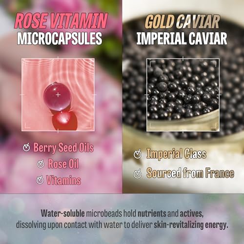 MAXCLINIC [K-Beauty] Rose Vitamin + Gold Caviar Oil Foam Gift Set | Daily Face Wash Oil Based Cleanser to Foam | Korean Skin Care Oil Cleanser for Dry Sensitive Skin