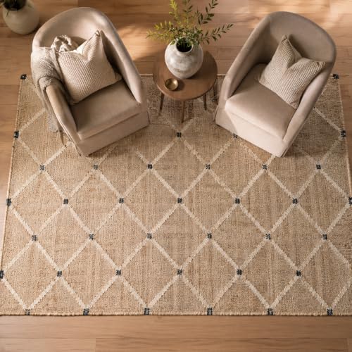 4x6 Hand Woven Jute Area Rug - Geometric Natural Home Decor