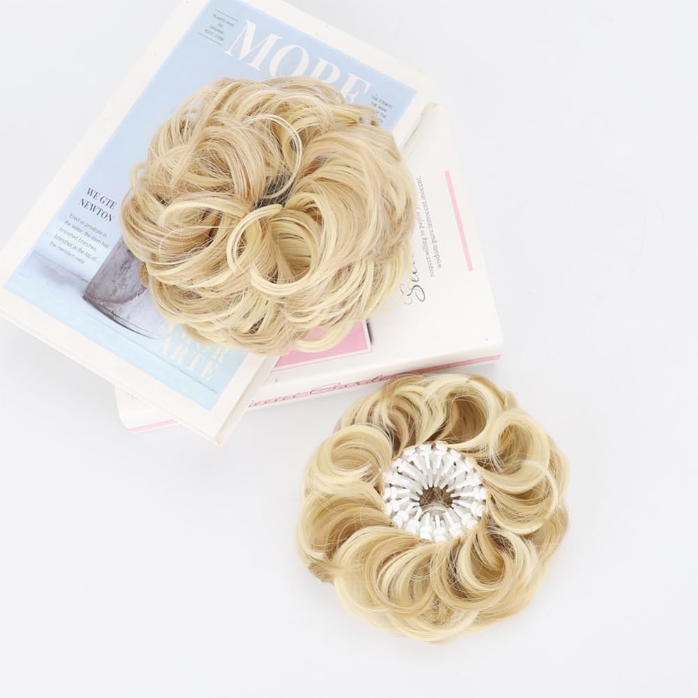 Bun, Synthetic Messy Bun Extensions,Fluffy Chignon, Bird's Nest Design, Retractable Wavy for Women(Dark gray)