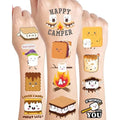 180 Pieces Smores Temporary Tattoos Stickers,16 Sheets Marshmallow Themed Tattoos Stickers Party Decoration Supplies for Adults