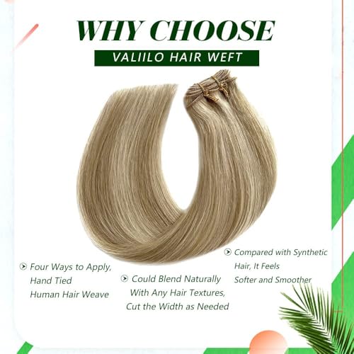 Hair Weft Sew-in Extensions Beige Blonde with Platinum Highlights 22 Inch - Variation #018P60