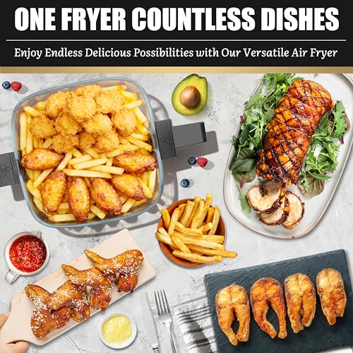 FineMade 4.5 Qt Glass Air Fryer with 12 Cooking Modes - Graphite