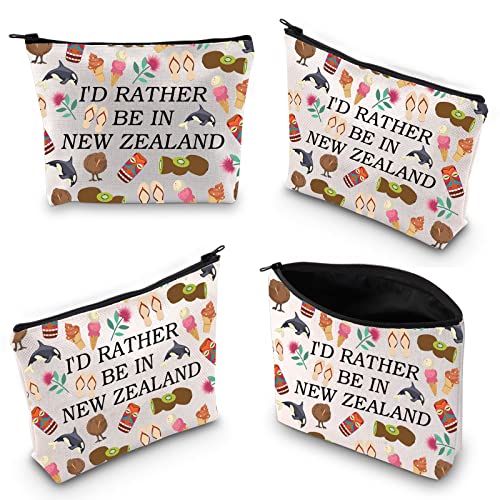 XYANFA New Zealand Gifts For Women - Travel & Makeup Bag (I'd Rather Be In New Zealand)
