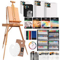 Wooden French Easel Art Painting Kit with 96 Paints & 30 Brushes - Complete Set for Artists