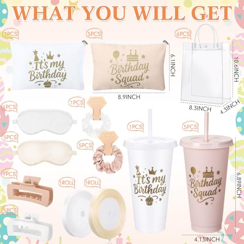 Birthday Squad Party Favors Set for Women Beige White - 6 Sets Variation