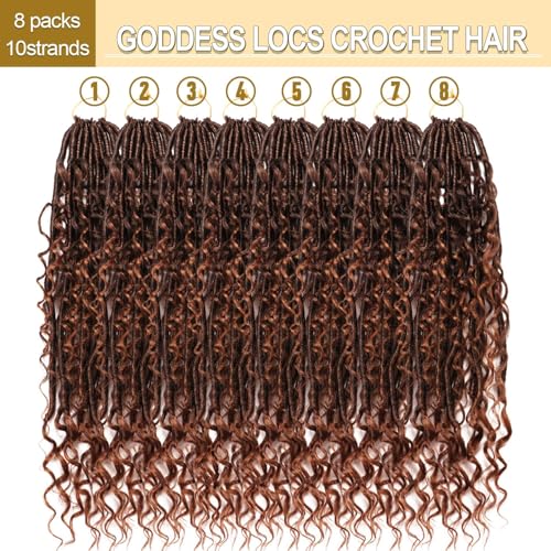 CooCooJoo 8 Pack Goddess Faux Locs Crochet Hair 18 Inch for Black Women T30