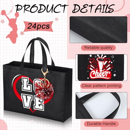 Landical Red Cheerleading Gifts Set with Bags Pompoms & Bracelets - 72 Pcs