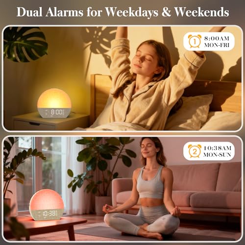 KEPLUG Sunrise Alarm Clock Sound Machine with Dual Alarm - Light Gray