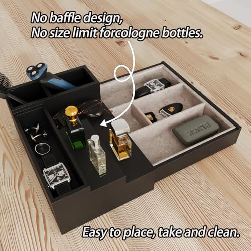 Wooden Cologne Stand Organizer with Hidden Drawer - Black, 01
