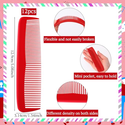 Red Cheer Hair Brush and Comb Set - 24 Pieces for Women & Cheerleaders