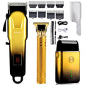 Men's Cordless Hair Clippers Set with LED Display & Accessories
