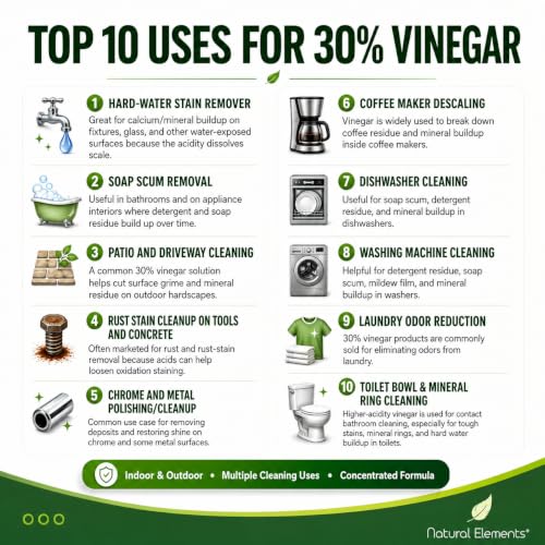 Natural Elements 30% Vinegar - Bulk 4 Gallon Pack for Cleaning & Gardening