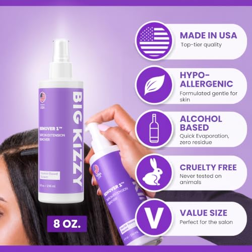 Tape-In Hair Extension Remover Spray 32oz Refill Kit & Free 8oz Reuse Spray