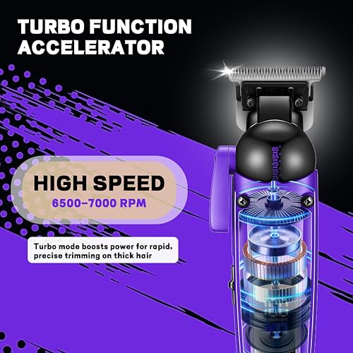 VGR 274 Professional Hair Trimmer for Men with T-Blade, Purple - Cordless, Adjustable, Long Battery Life