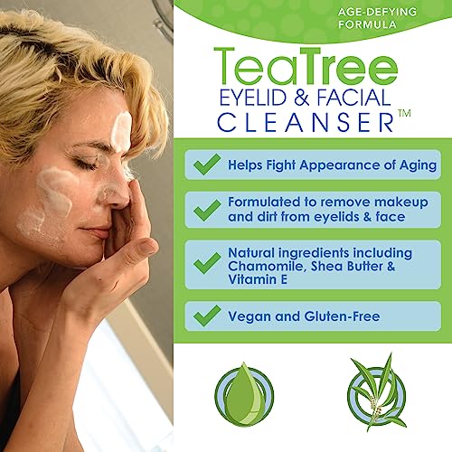 EyeEco Age-Defying Tea Tree Eyelid & Facial Cleanser 50mL (1.7 Fl Oz) Non-Irritating