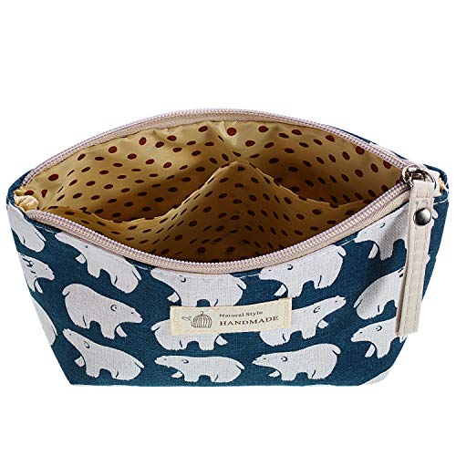8 Pack Canvas Cosmetic Bags with Zipper for Makeup Storage & Travel