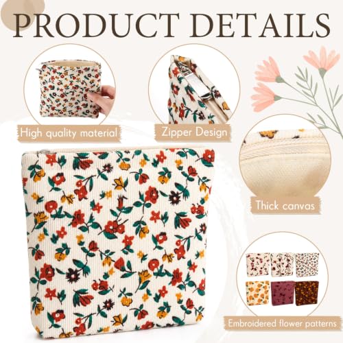 Graceful 6 Pack Corduroy Makeup Bags Small Cosmetic Pouches Portable for Purse