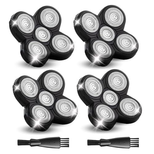 4 Pack Replacement Shaver Heads Compatible with Freebird Head Shaver - 2 Brush Variants