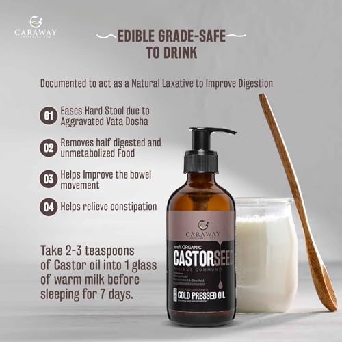 Castor Oil - Cold Pressed Pure & Edible for Hair, Skin, Liver Detox & Joint Relief - 236ml - Variation of THIS listing