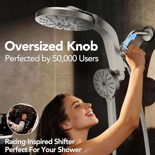 RAINVISTA Brushed Nickel Rain Shower Head with Handheld Combo, High Pressure Magnet