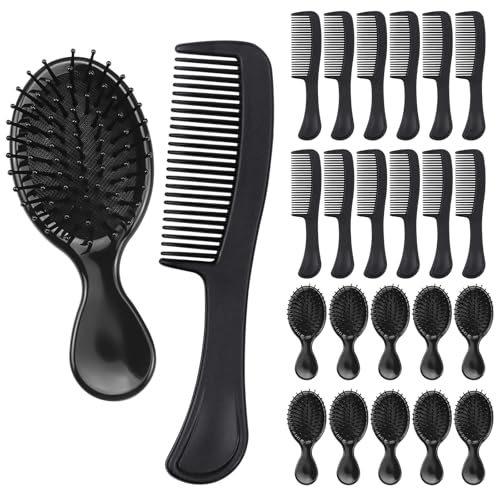200 Pack Bulk Hair Brush & Comb Set - Assorted Handled & Mini Combs for Hair Styling & Detangling