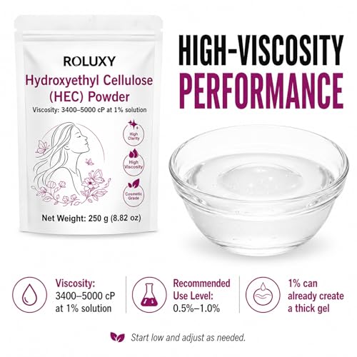Hydroxyethyl Cellulose HEC Powder 250g - Clear Water-Soluble Thickener for Gels & Lotions
