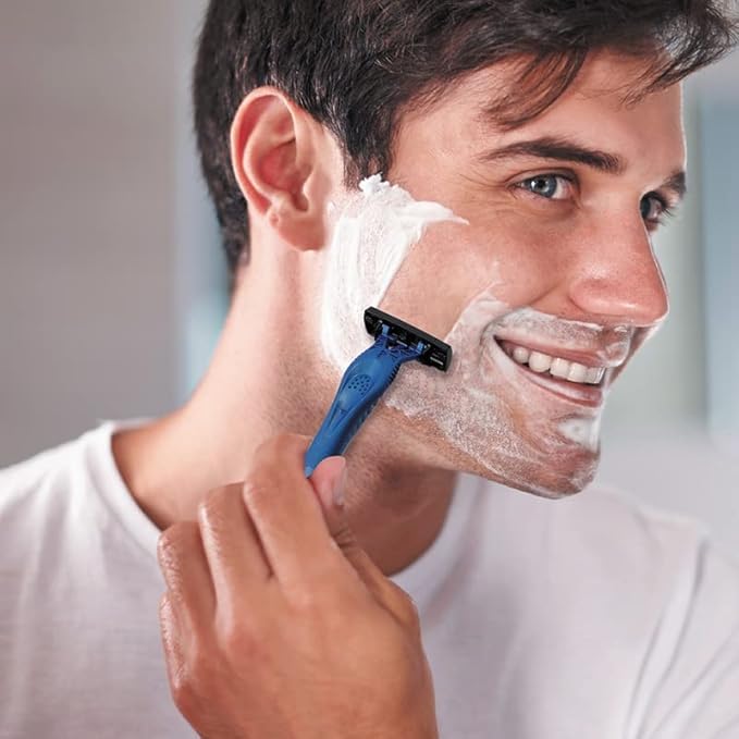 Blue Disposable Razors for Men 4 Pack - Comfort 3 Advance, Sensitive Skin