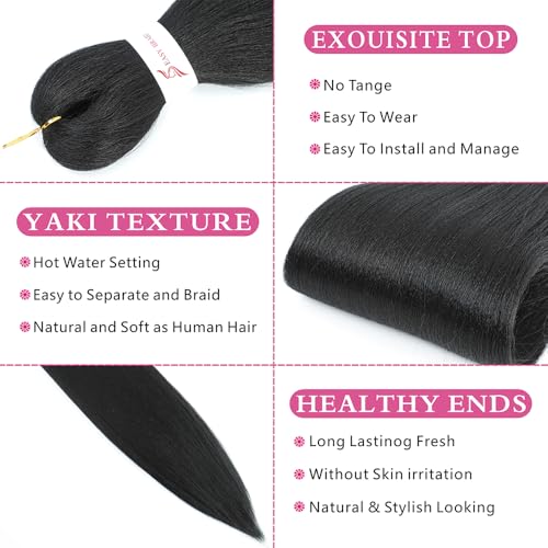 Abrastin 1B Pre-Stretched 30 Inch Braiding Hair - 8 Pack Yaki Texture Synthetic Extensions