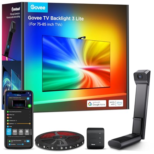 Govee TV Backlight 3 Lite 16.4ft LED Strip Lights for 75-85 Inch TVs - Sync & Immersive Color