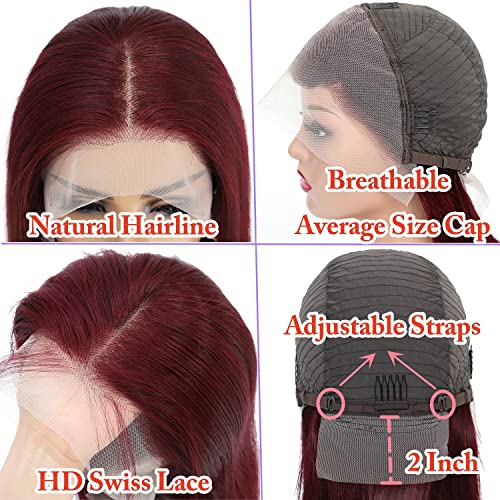 10 Inch Burgundy Red Lace Front Wig - 99J Bob Human Hair 13x4 HD Frontal Short Wig for Black Women