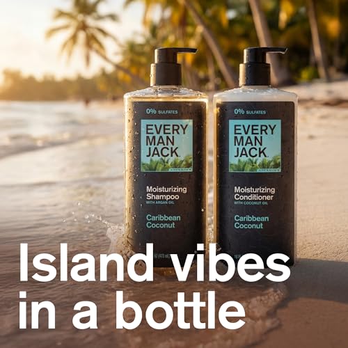 Every Man Jack Shampoo & Conditioner Set for Men - Caribbean Coconut 2 Pack