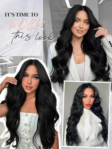 Black 18 Inch Human Hair Extensions Micro Ring PU Tape-In Beaded Weft - 4Pcs 35g