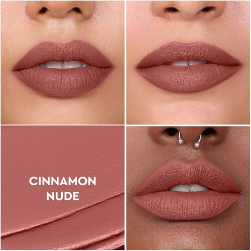 KIRO Non-Stop Airy Matte Liquid Lipstick - Cinnamon Nude (Brown Pink) | Super-Pigmented, Long-Lasting, Hydrating | Waterproof, Smudge-Proof, Lightweight | Infused with Avocado & Apricot Oil | 5ml