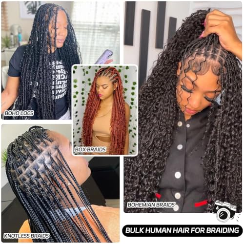 Natural Curly Boho Braiding Hair 16 Inch - 110g Human Hair Extensions, Deep Wave, Reusable, Tangle-Free