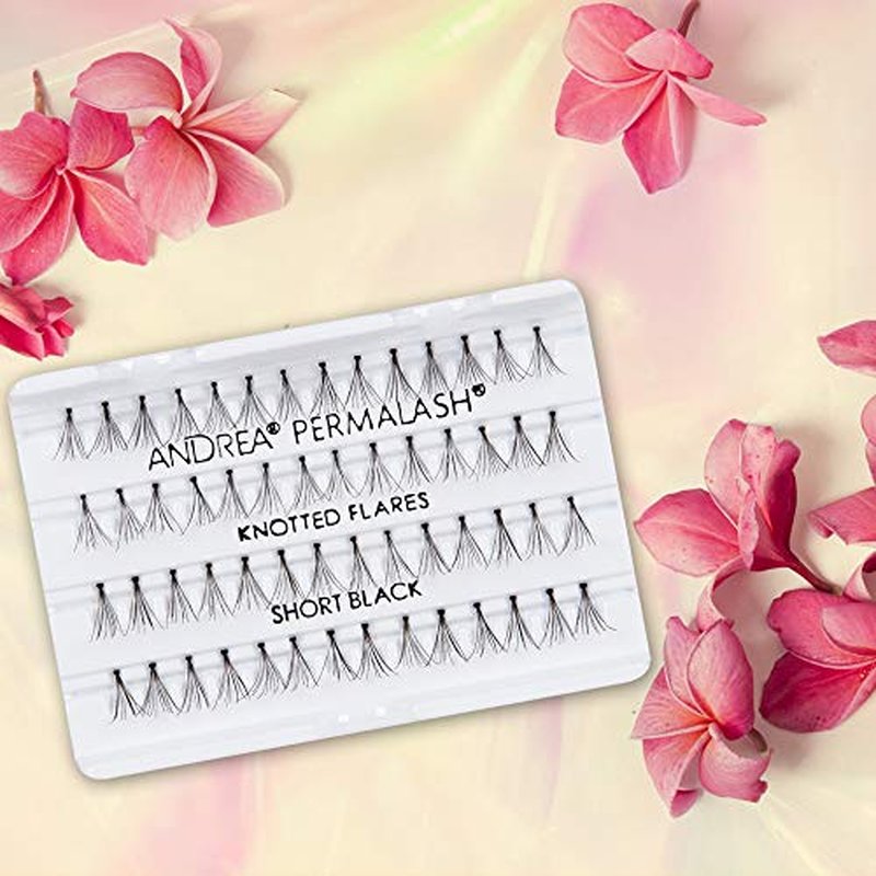 Andrea Individual Lashes Knotted Flares, Short - Black, Lightweight, Natural Look DIY Lash Clusters, Eyelash Extension Kit, 4 Pack