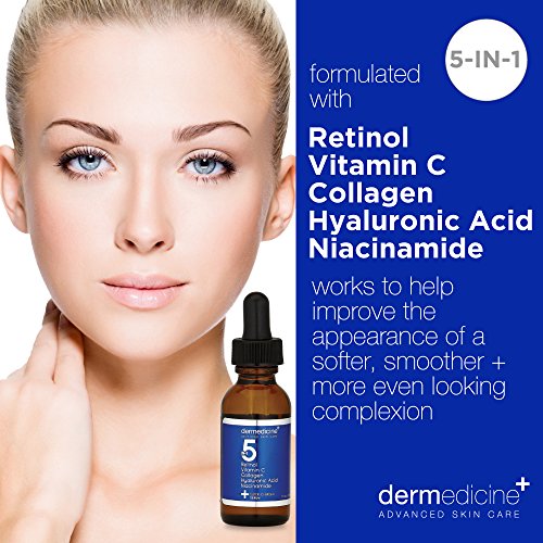 5 in 1 Face Serum with Retinol Vitamin C Collagen Hyaluronic Acid - 1 fl oz