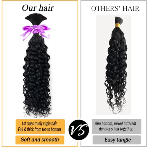 Miss Lee 18in Black Water Wave Human Braiding Hair - 2 Bundles, No Weft