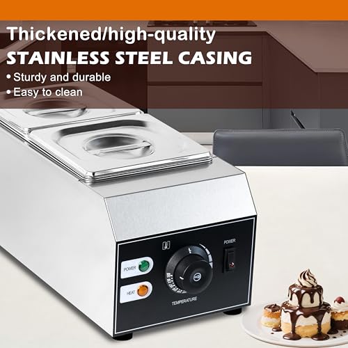 Commercial 2-Tank Chocolate Cheese Melter 1000W for Bakery & Dessert Use
