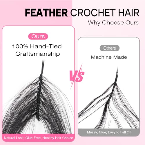 Crochet Hair Extensions Deep Wave 18 Inch 100 Strands - Black 4# - Feather Light & Tangle-Free