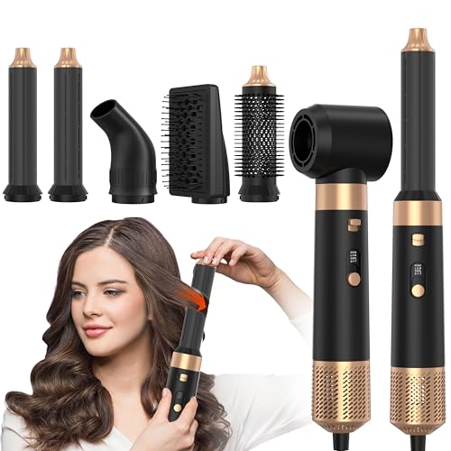6-in-1 Hot Air Hair Styler Brush with 950W Curling, Straightening & Volumizing