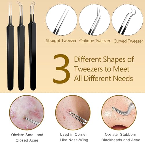 Black 40pcs Professional Pimple Popper Tool Kit for Salons & Estheticians