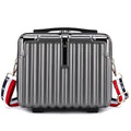 Mini Suitcase Hard Shell Makeup Case Stress-Resistant ABS Hard Makeup Travel Case Portable Hand Luggage with Shoulder Strap for Travel Camping Home Organizer Dark Grey