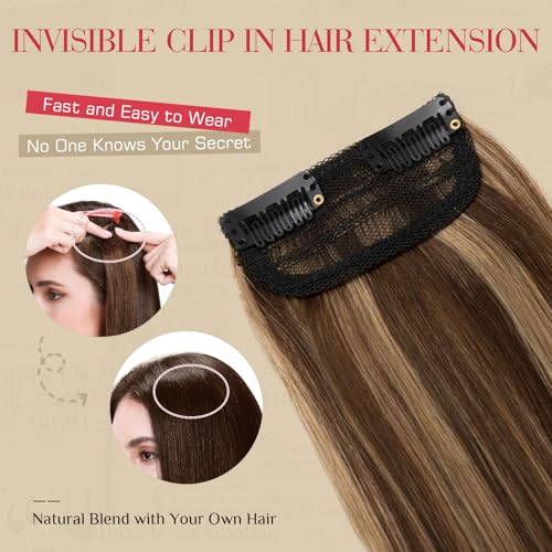 Clip in Hair Extensions 4PCS Short Human Hair - Medium Brown & Dark Blonde Variation of THIS listing