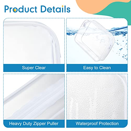12 Pack Clear Waterproof Makeup & Toiletry Bags with Zippers - Travel Organizer Set