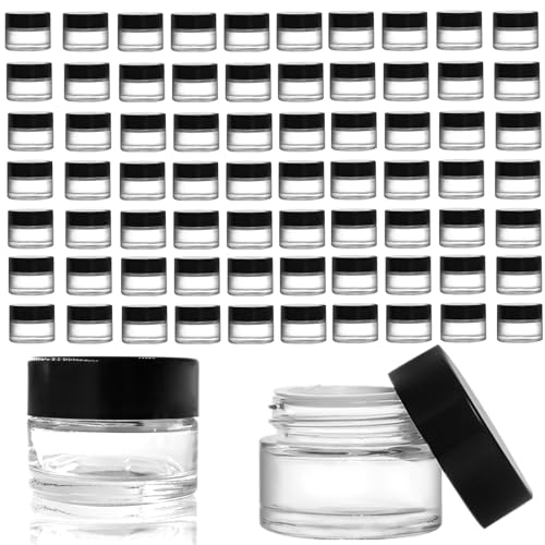70 Pack Glass Sample Jars with Lids - 10ml Cosmetic & Skincare Containers