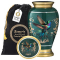 Remoria Large Green Hummingbird Cremation Urn for Adults - Aluminum Memorial Container